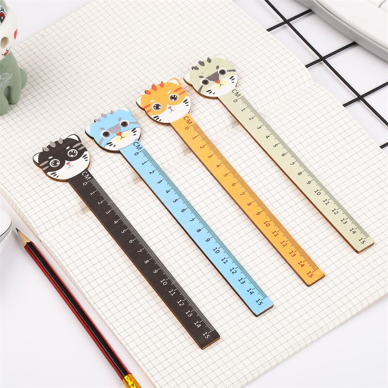 36 pcs/lot Creative Cat Wooden Ruler Measuring Straight Rulers Drawing Tool Promotional Stationery gift school supplies